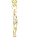 10K Yellow Gold Cross Pendant & Cuban Chain | 0.58 Carats