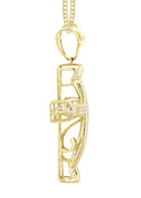 14K Yellow Gold Cross Diamond Pendant & Cuban Chain | 0.69 Carats