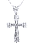 14K White Gold Cross Diamond Pendant & Cuban Chain | 0.72 Carats