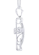 14K White Gold Cross Diamond Pendant & Cuban Chain | 0.72 Carats