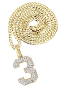 10K Yellow Gold | #3 Diamond Pendant & Cuban Chain | 0.48 Carats