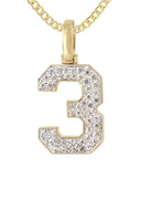 10K Yellow Gold | #3 Diamond Pendant & Cuban Chain | 0.48 Carats