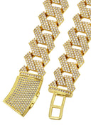 Iced Out Gold Plated Mens Prong Set Cuban Link Chain