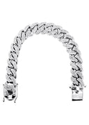 Womens Iced Out Diamond Miami Cuban Link Bracelet 10K/14K White Gold