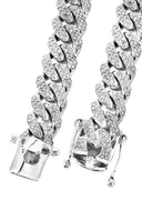 White Gold Iced Out Women Diamond Miami Cuban Link Chain Customizable (10MM-20MM)