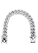 Womens White Iced Out Diamond Miami Cuban Link Bracelet 14K Yellow Gold