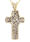 14 Yellow Gold Cross Diamond Pendant & Cuban Chain | 6.21 Carats