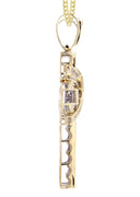 14 Yellow Gold Cross Diamond Pendant & Cuban Chain | 6.21 Carats