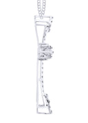 14K White Gold Cross Diamond Pendant & Cuban Chain | 1.08 Carats