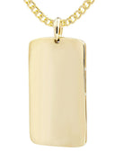 14K Yellow Gold Dog Tag Pendant & Cuban Chain | 6.52 Carats