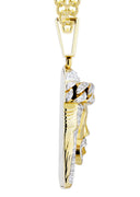 10K Yellow Gold Jesus Head Pendant & Cuban Chain | 2.78 Carats