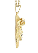 14 Yellow Gold Jesus Head Diamond Pendant &  Rope Chain | 0.42 Carats