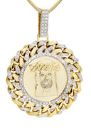 10K Yellow Gold Jesus Head Diamond Pendant &  Franco Chain | 1.8 Carats