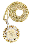 10K Yellow Gold Jesus Head Diamond Pendant &  Franco Chain | 1.8 Carats