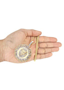 10K Yellow Gold Lion Head Diamond Pendant & Franco Chain | 2.92 Carats