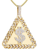 14 Yellow Gold Money Sign Diamond Pendant & Franco Chain | 2.4 Carats
