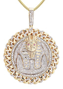 10K Yellow Gold Pharaoh Diamond Pendant & Franco Chain | 4.44 Carats