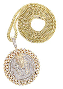 10K Yellow Gold Pharaoh Diamond Pendant & Franco Chain | 4.44 Carats