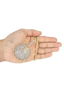 10K Yellow Gold Pharaoh Diamond Pendant & Franco Chain | 4.44 Carats