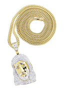 14K Yellow Gold Jesus Head Pendant & Franco Chain | 1.16 Carats