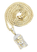 10K Yellow Gold Jesus Head Diamond Pendant & Cuban Chain | 0.56 Carats