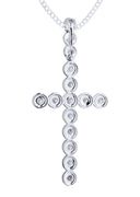 14K White Gold Cross Diamond Pendant & Cuban Chain | 2.34 Carats