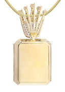 14K Yellow Gold Ruby Crown Diamond Pendant & Franco Chain | 1.14K Carats