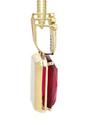 14K Yellow Gold Ruby Crown Diamond Pendant & Franco Chain | 1.14K Carats