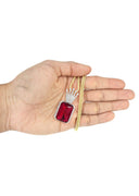 14K Yellow Gold Ruby Crown Diamond Pendant & Franco Chain | 1.14K Carats