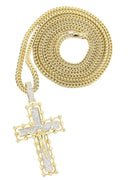 14K Yellow Gold Cross Pendant & Franco Chain | 2.65 Carats
