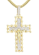 14K Yellow Gold Cross Pendant & Franco Chain | 2.65 Carats