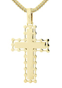 14K Yellow Gold Cross Pendant & Franco Chain | 2.65 Carats