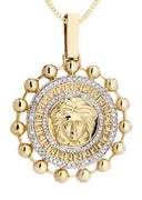 10K Yellow Gold Versace Diamond Pendant & Cuban Chain | 1.39 Carats