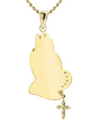 10K Yellow Gold Praying Hands Diamond Pendant & Rope Chain | 5 Carats
