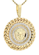 10K Yellow Gold Versace Diamond Pendant & Rope Chain | 1.36 Carats