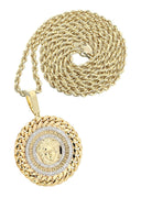 10K Yellow Gold Versace Diamond Pendant & Rope Chain | 1.36 Carats