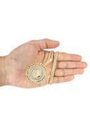 10K Yellow Gold Versace Diamond Pendant & Rope Chain | 1.36 Carats