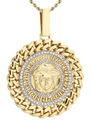 14 Yellow Gold Versace Diamond Pendant & Rope Chain | 1.44 Carats