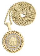 14 Yellow Gold Versace Diamond Pendant & Rope Chain | 1.44 Carats