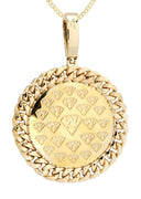 14 Yellow Gold Praying Hands Diamond Pendant &  Cuban Chain | 1.46 Carats