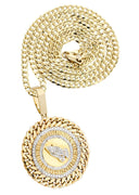 14 Yellow Gold Praying Hands Diamond Pendant &  Cuban Chain | 1.46 Carats