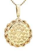 10K Yellow Gold Jesus Head Diamond Pendant &  Rope Chain | 1.7 Carats