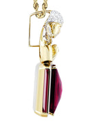 10K Yellow Gold Ruby Angel Pendant & Rope Chain | 1.6 Carats