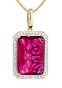 10K Yellow Gold Ruby Diamond Pendant & Franco Chain | 1.36 Carats