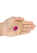 10K Yellow Gold Ruby Diamond Pendant & Franco Chain | 1.36 Carats
