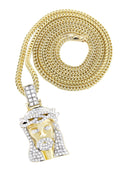 14K Yellow Gold Jesus Head Pendant & Franco Chain | 0.88 Carats