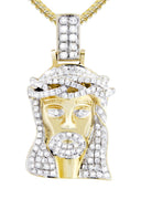 14K Yellow Gold Jesus Head Pendant & Franco Chain | 0.88 Carats