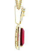 14K Yellow Gold Ruby Jesus Pendant & Franco Chain | 2.53 Carats