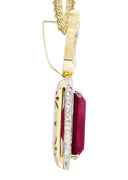 14K Yellow Gold Ruby Praying Hands Pendant & Franco Chain | 2.91 Carats