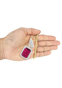 14K Yellow Gold Ruby Praying Hands Pendant & Franco Chain | 2.91 Carats